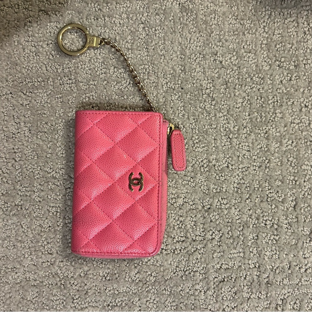 CHANEL Pink Quilted Card Holder